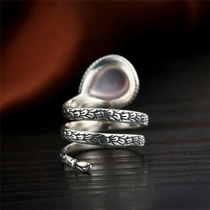 Natural Stone Sterling Silver Wrap Ring - Floral Fawna