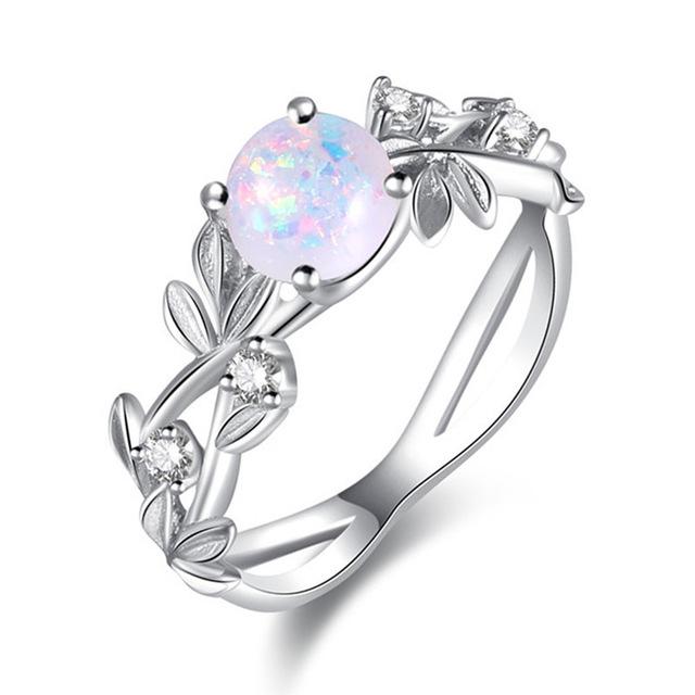 Opal Flower Stainless Steel Ring - Floral Fawna