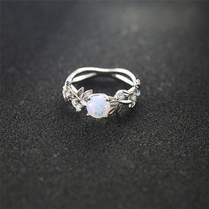 Opal Flower Stainless Steel Ring - Floral Fawna