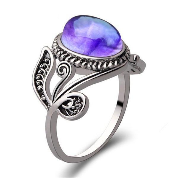 Purple Moonstone Flower Ring - Floral Fawna