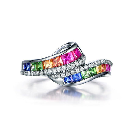 Rainbow Crystal Charms Ring - Floral Fawna