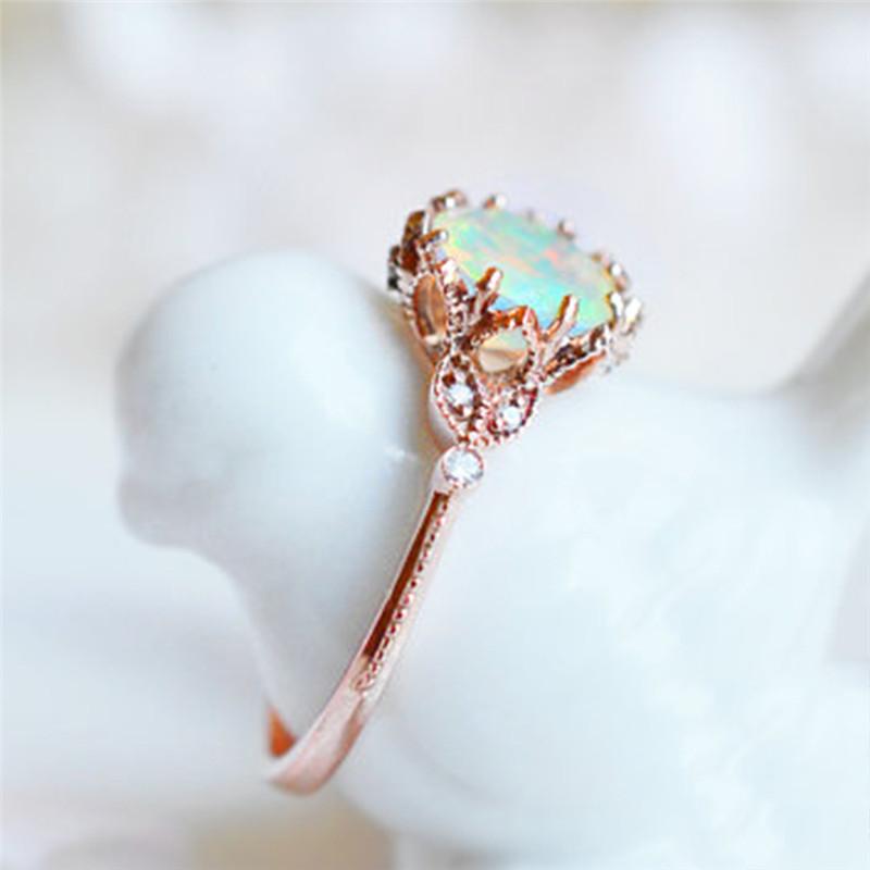 Rainbow Opal Rose Gold Ring - Floral Fawna