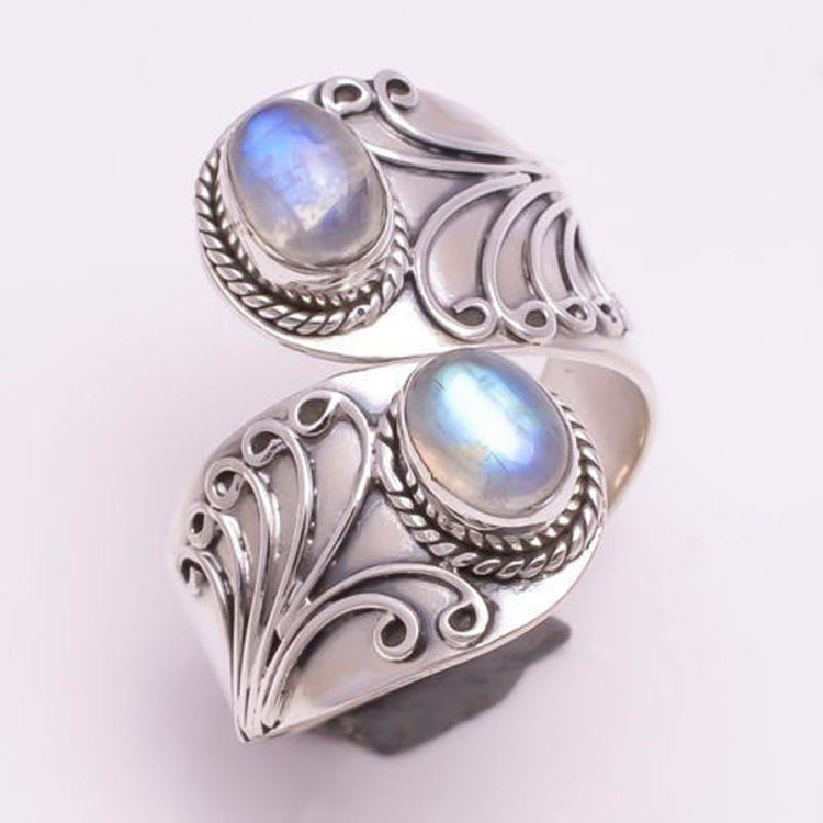 Moonstone and Zircon Decor Ring