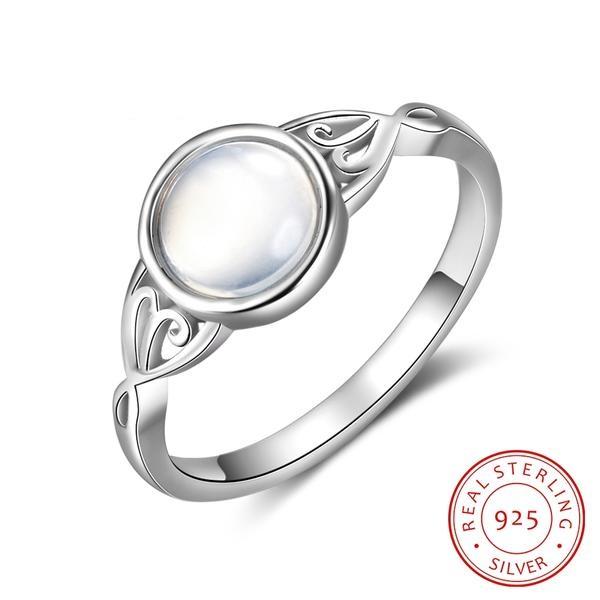 Romantic Moonstone Silver Ring - Floral Fawna