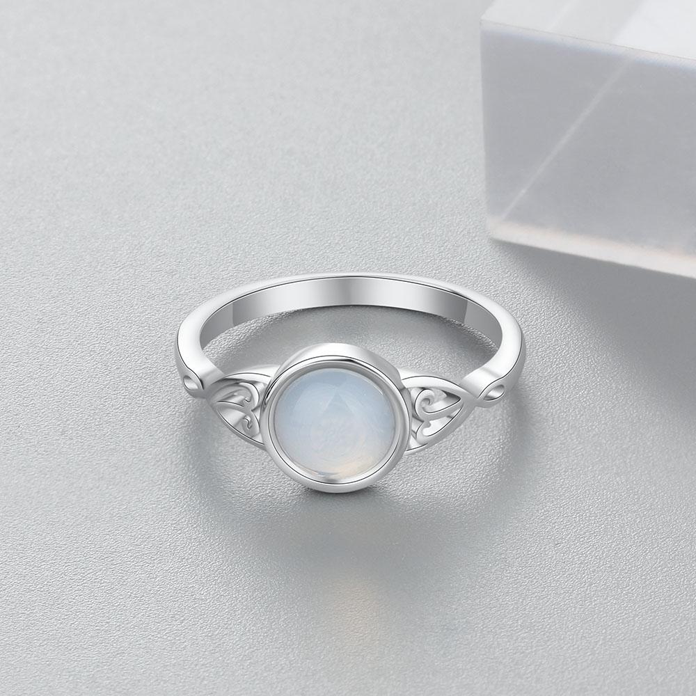 Romantic Moonstone Silver Ring - Floral Fawna