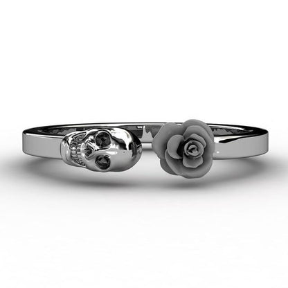 Skull Rose Stainless Steel Ring - Floral Fawna