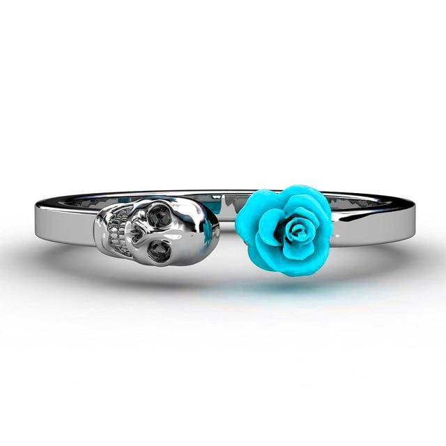 Skull Rose Stainless Steel Ring - Floral Fawna