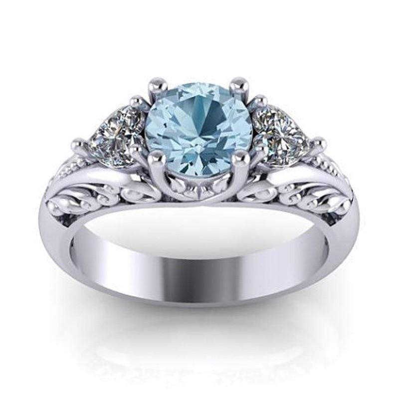 Sky Blue Princess Crystal Ring - Floral Fawna