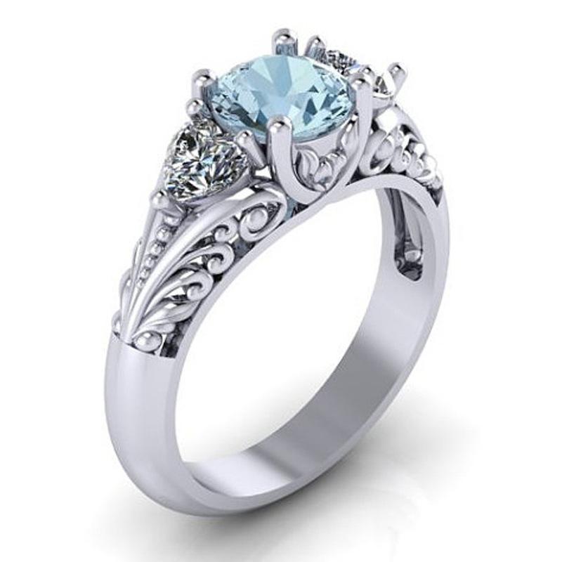 Sky Blue Princess Crystal Ring - Floral Fawna