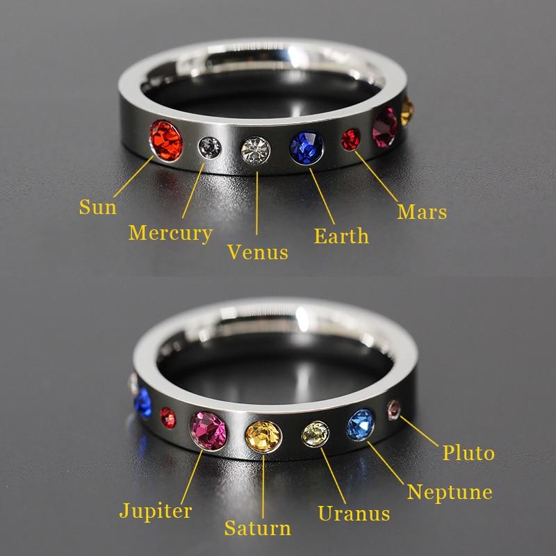 Solar System Titanium Steel Ring - Floral Fawna