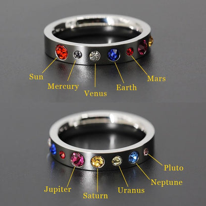 Solar System Titanium Steel Ring - Floral Fawna
