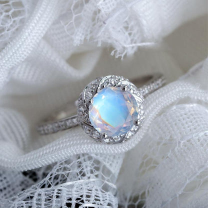Sparkling Moonstone Ring - Floral Fawna