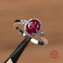 Sparkling Red Crystal Silver Ring - Floral Fawna