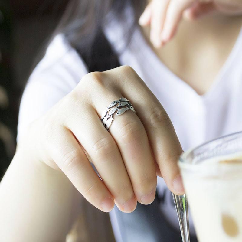 Sterling Silver Fish Ring - Floral Fawna
