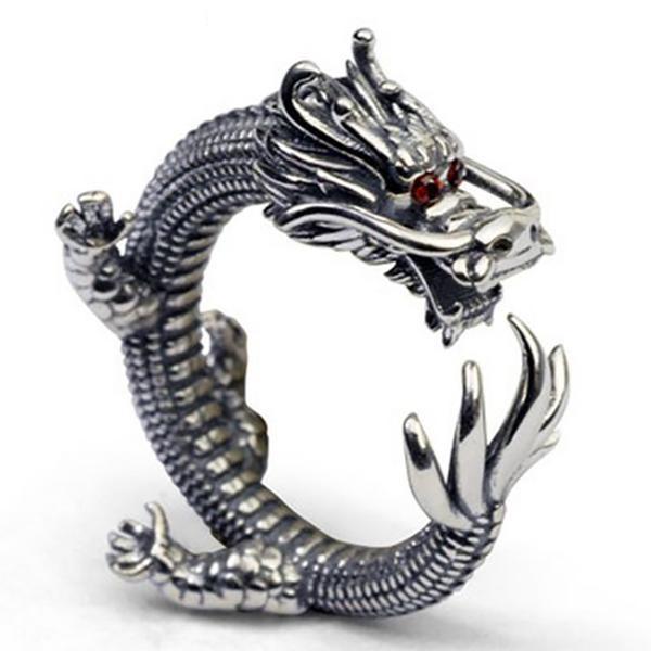 The Enchanted Thai Dragon Silver Ring - Floral Fawna