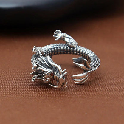 The Enchanted Thai Dragon Silver Ring - Floral Fawna