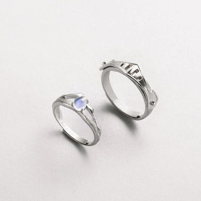 The Princess &amp; Knight Moonstone Rings - Floral Fawna