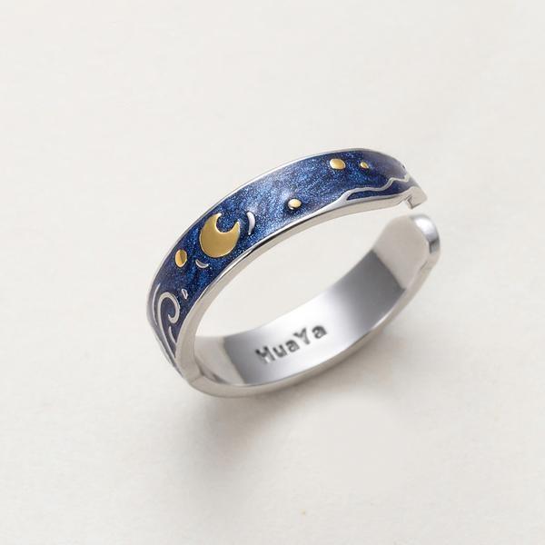 The Starry Night Sterling Silver Ring - Floral Fawna