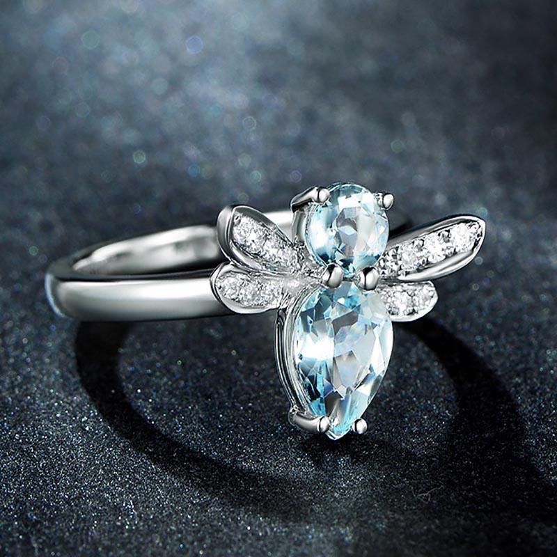 Topaz Dragonfly Silver Ring - Floral Fawna