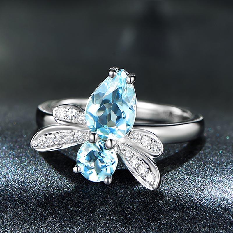 Topaz Dragonfly Silver Ring - Floral Fawna