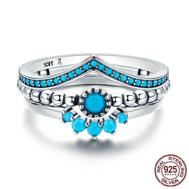 Turquoise Sterling Silver Ring Set - Floral Fawna