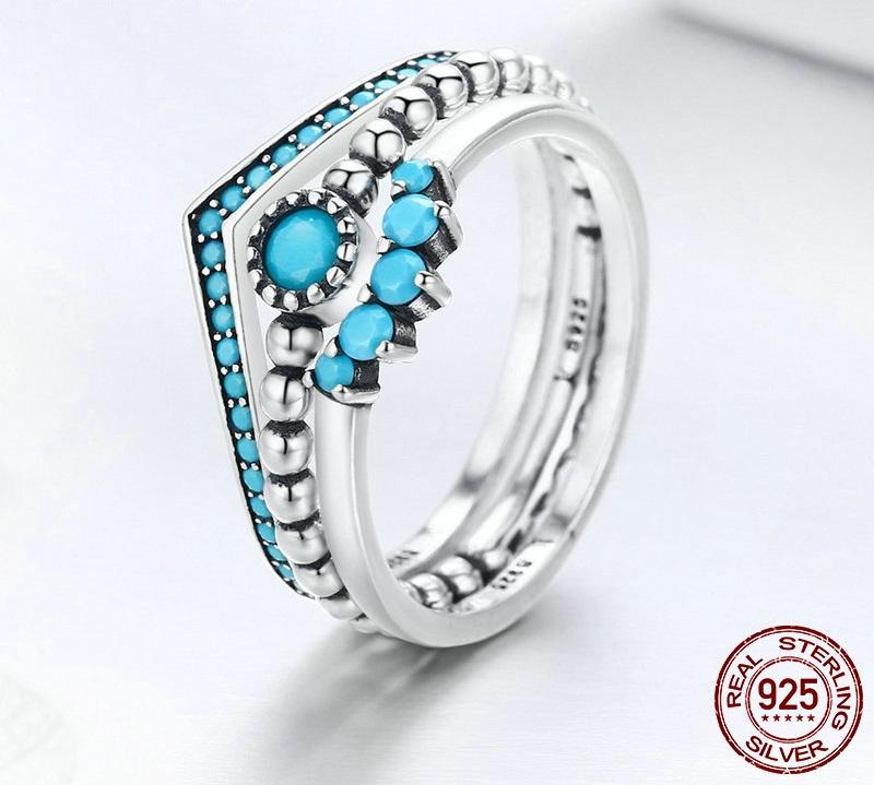 Turquoise Sterling Silver Ring Set - Floral Fawna