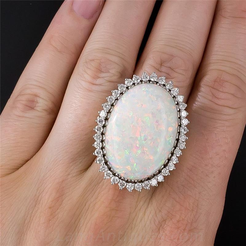 Vintage Opal Stone Ring - Floral Fawna