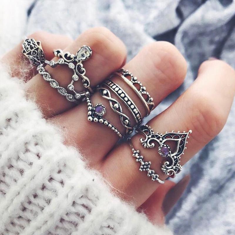 Purple Goddess Ring Set - Floral Fawna