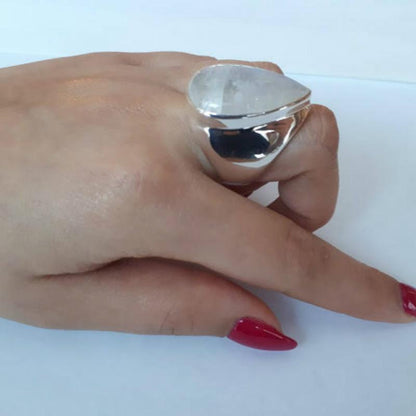 Water Drop Moonstone Ring - Floral Fawna