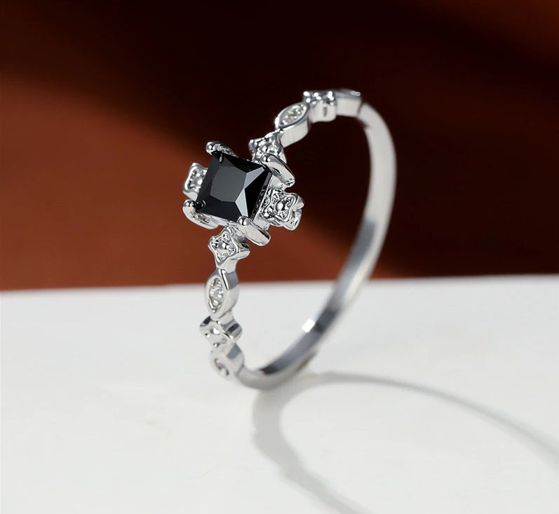 The Dark Night Crystal Ring - Floral Fawna