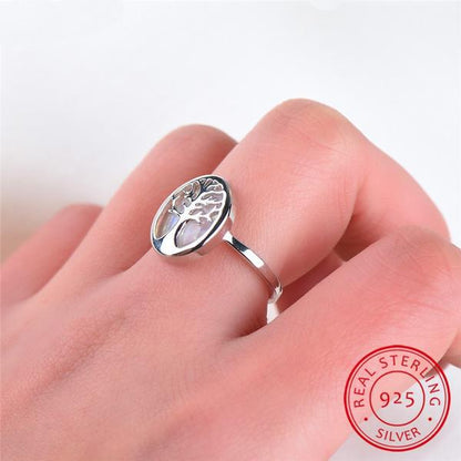 Silver Tree of Life Opal Ring - Floral Fawna