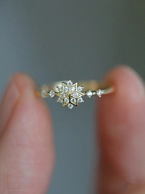 14K Gold Sterling Silver Snowflake Ring - Floral Fawna