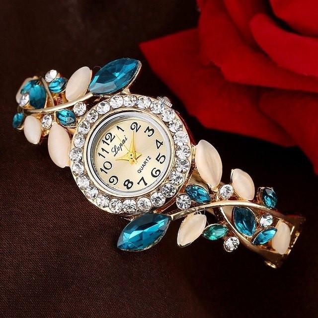 Crystal Leaves Bracelet Watch - Floral Fawna