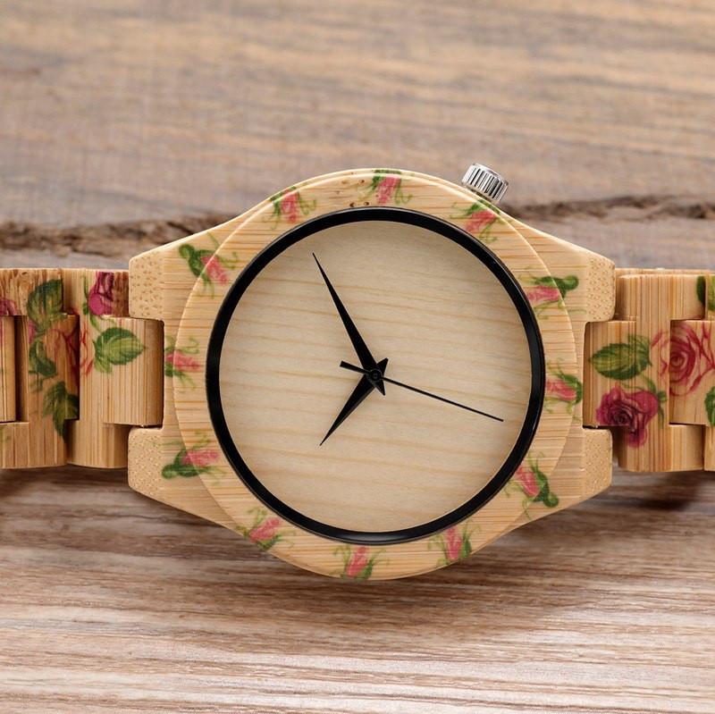 Rose Bamboo Wooden Wrist Watch - Floral Fawna